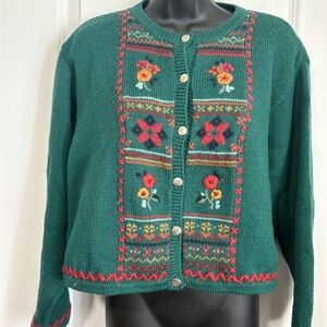 Laura Ashley Green Floral Cardigan